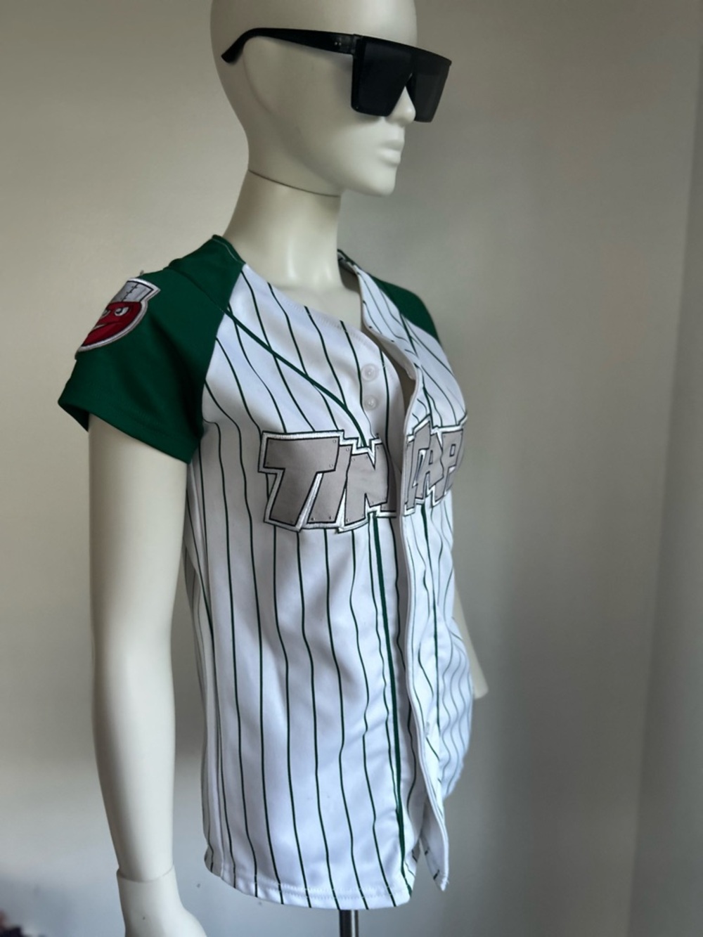 OT sports S tincaps Striped Green & White Baseball Jersey